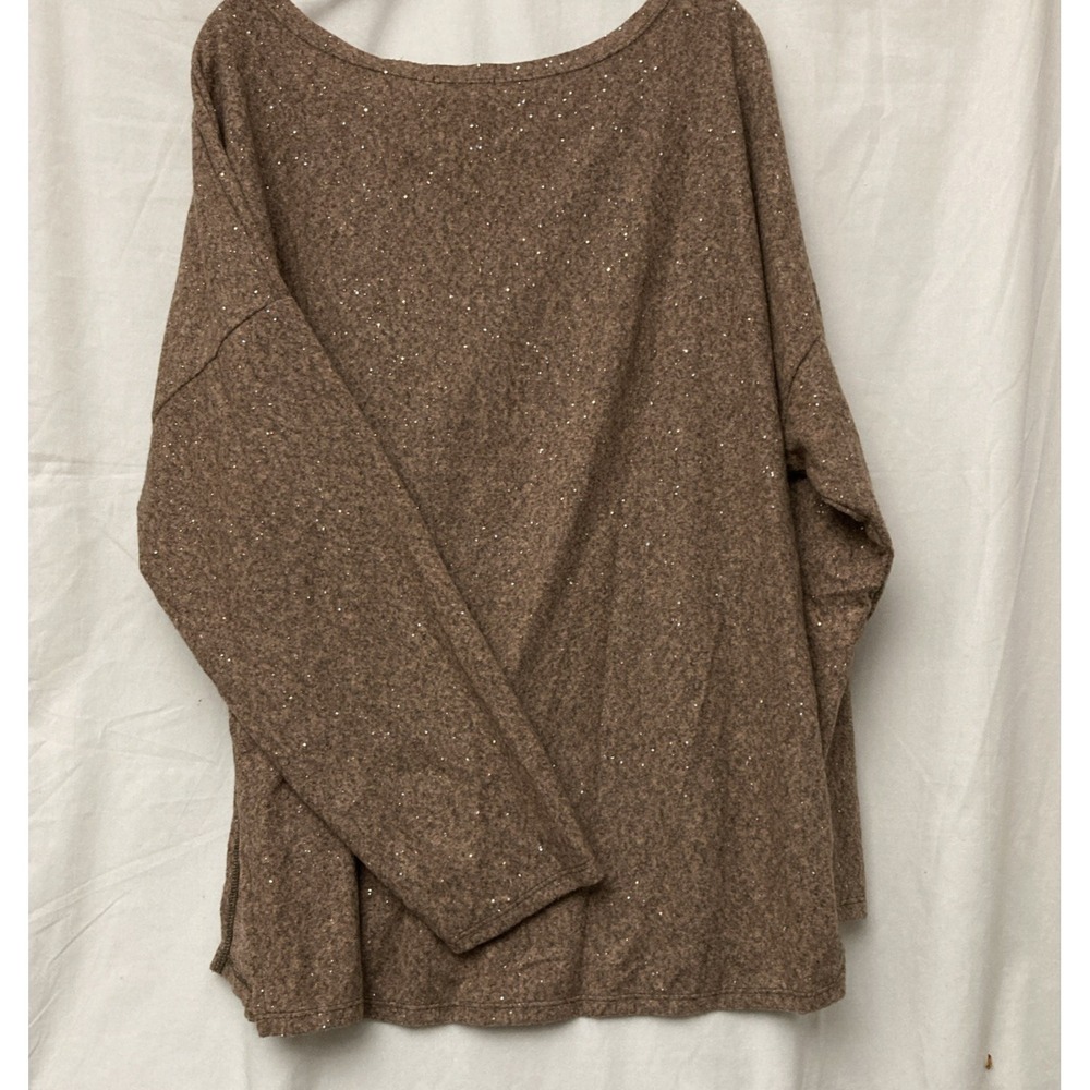 NWT GeeGee Women's Terra Cotta Sparkling Long Sleeve V-Neck Sweater - SZ 1X - Picture 6 of 11